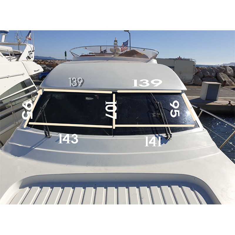 Garin 49 fly bridge pare-brise dimentions