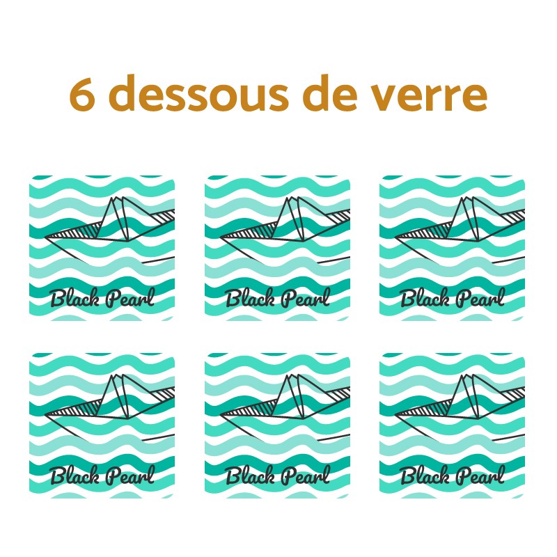 Portavasos de ola origami con opción de nombre de barco