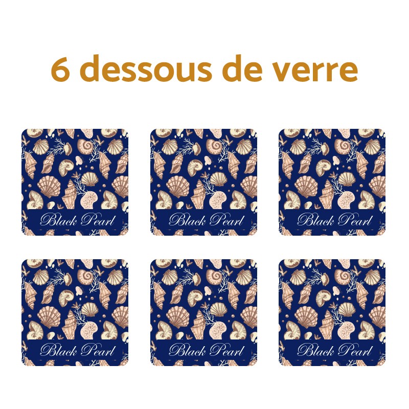 6 dessous de verre coquillage avec option nom de bateau