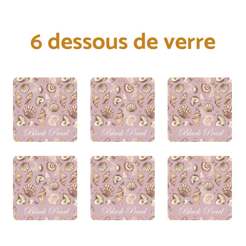 6 dessous de verre coquillage avec option nom de bateau