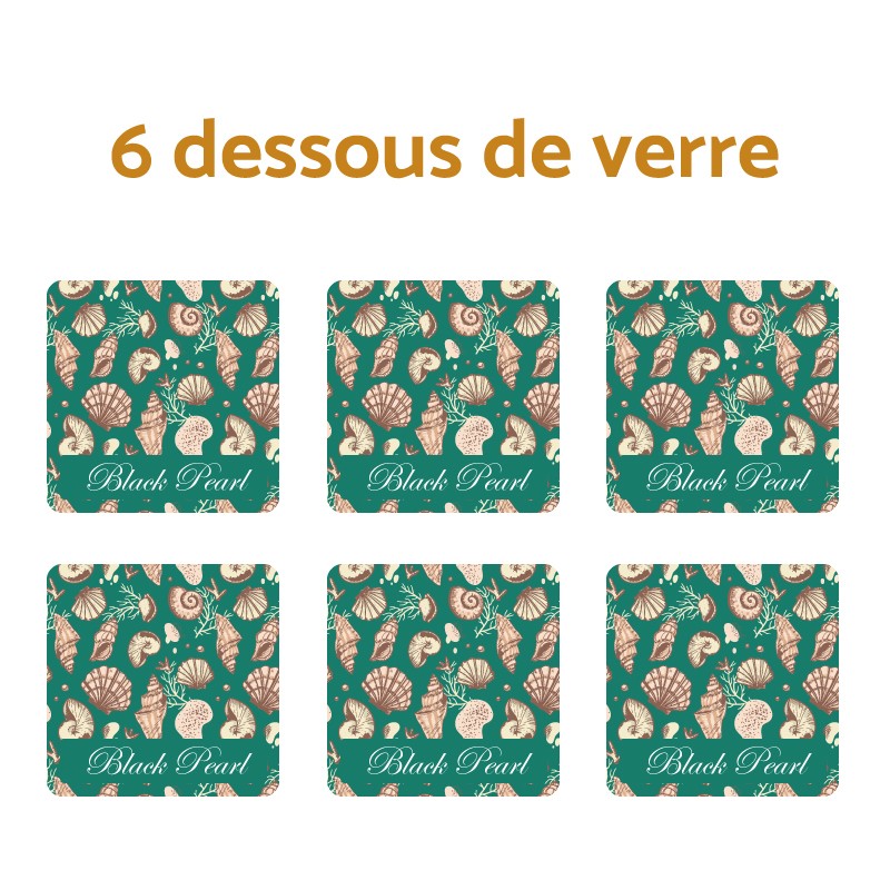 6 dessous de verre coquillage avec option nom de bateau