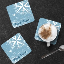 6 dessous de verre Boussole avec option nom de bateau