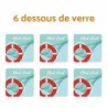 6 dessous de verre Bouée avec option nom de bateau