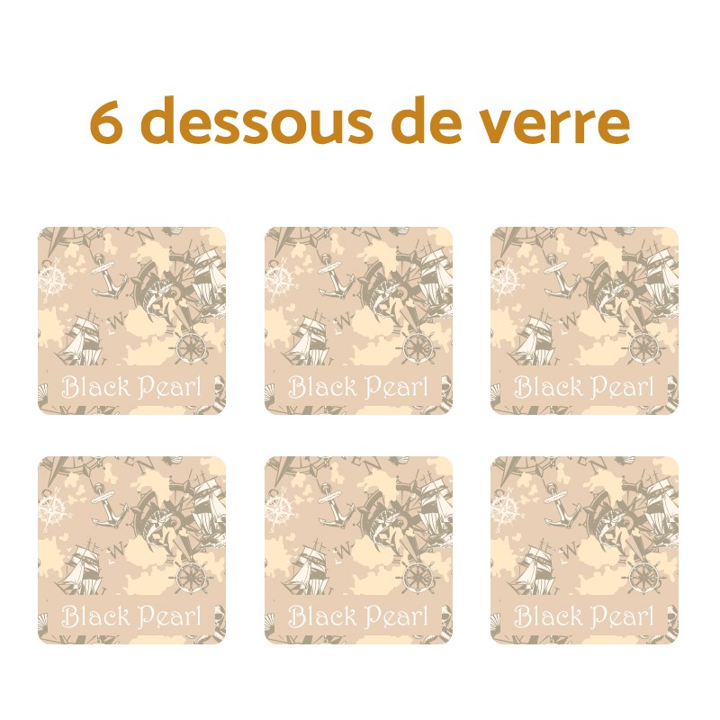 6 dessous de verre Bateau avec option nom de bateau