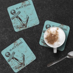 6 dessous de verre Ancre avec option nom de bateau