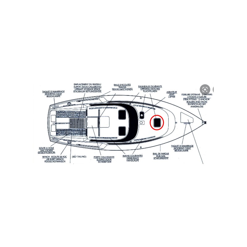 Bedroom deck porthole for an Evasion 29