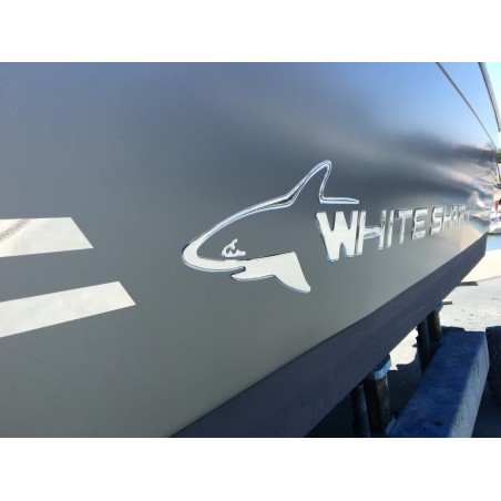 Sticker Logo White Shark en doming