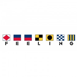 Bandeiras de autocolantes e texto "Feeling"