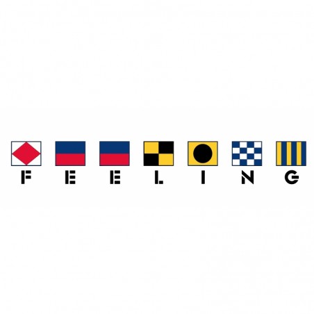 Sticker flags and text "Feeling"