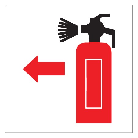 Fire extinguisher marker sticker with direction arrow