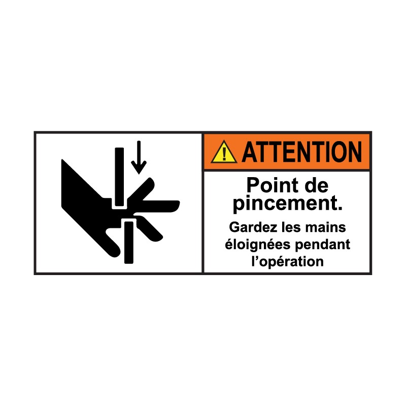 Pinch point instruction sticker