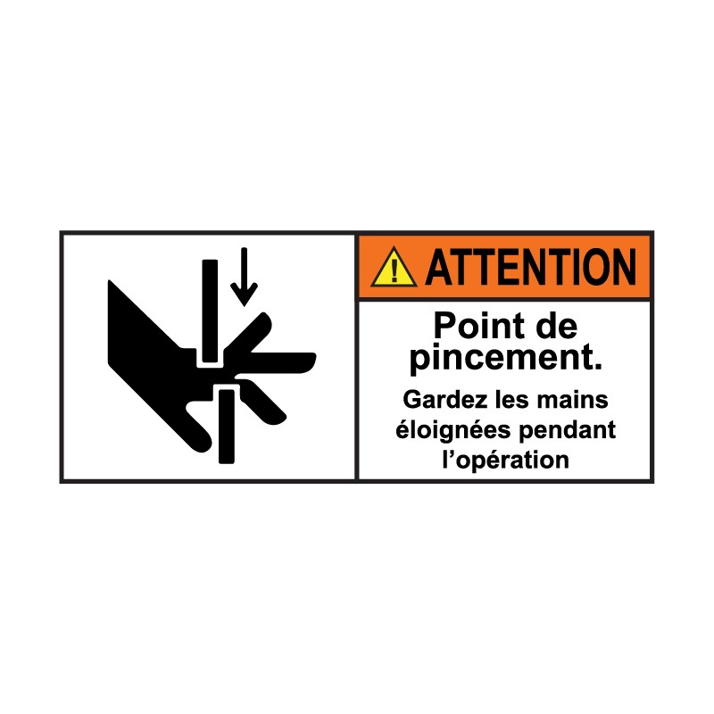 Sticker instruction point de pincement en Français