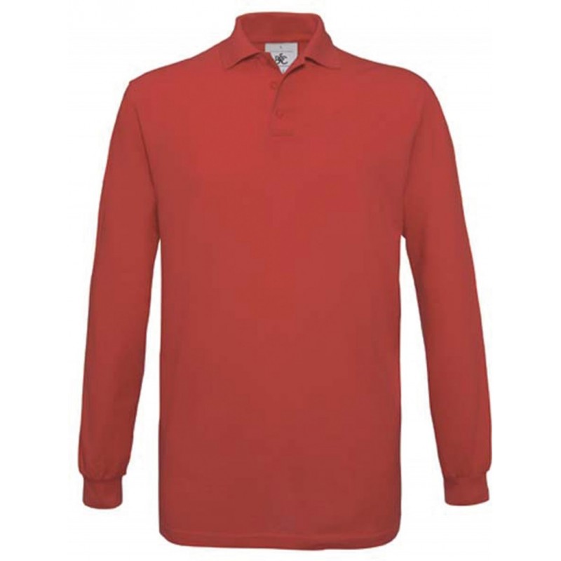 Polo piqué homme manche longue avec broderie