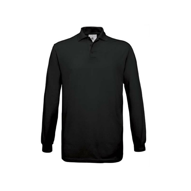 Polo piqué homme manche longue avec broderie