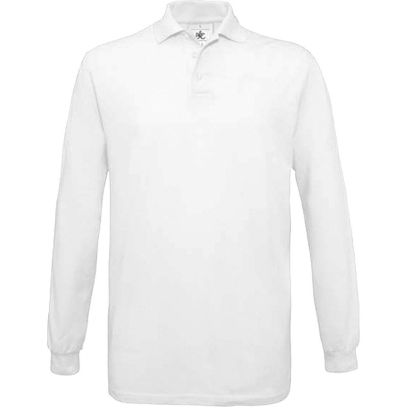 Polo piqué homme manche longue avec broderie