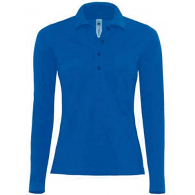 Polo piqué femme manche longue avec broderie