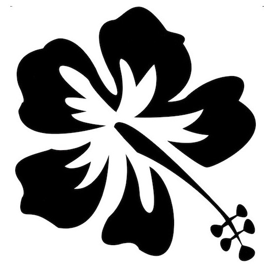 Etiqueta engomada de la flor del hibisco hawaiano para el barco